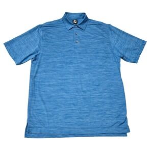 FootJoy FJ Golf Polo Shirt Blue Heathered Mens Performance Short Sleeve L